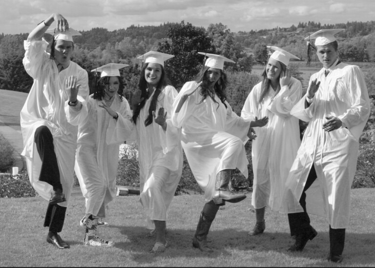 Graduates in cap and gown