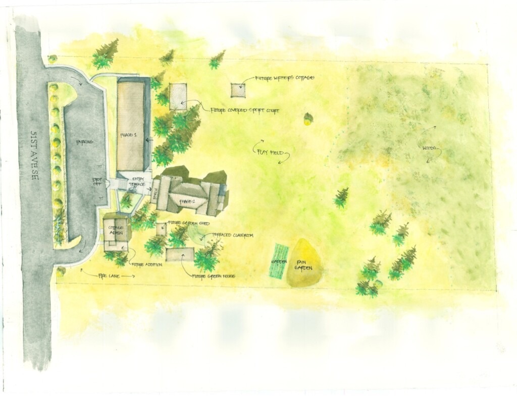 color sketch of capital campaign site plan