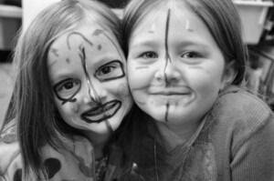 two girls with facepaint